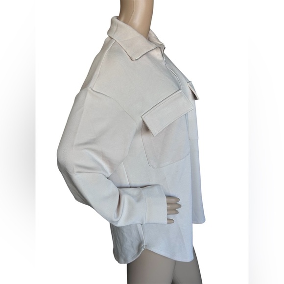 Mango MNG Beige Quarter Zip Oversized High Neck Sweater Casual Comfort Women SzS - Picture 5 of 12